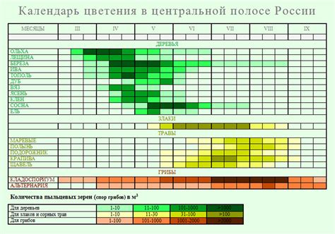 Время и условия цветения