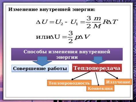 Изменение внутренней энергии воды