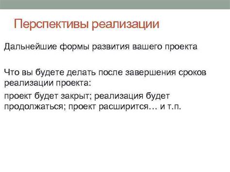 Польза и перспективы после завершения проекта