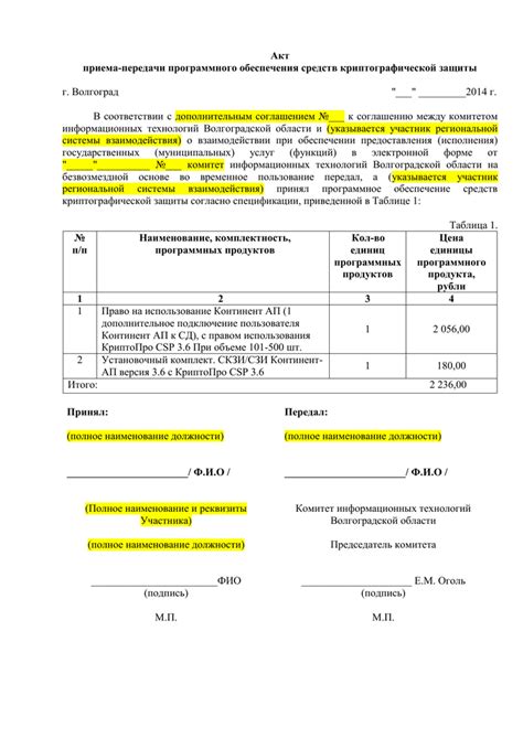 Порядок составления акта о приемке оборудования