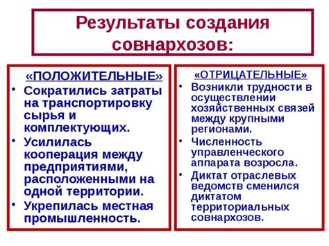 Последствия и оценка создания совнархозов