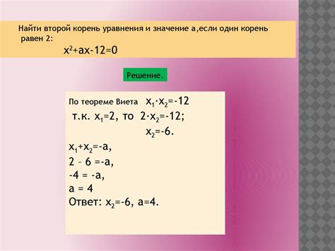 Примеры применения теоремы Виета