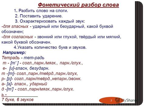 Примеры фонетического разбора в 5 классе по русскому языку