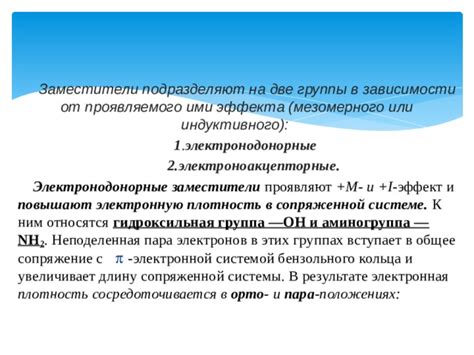 Проявление мезомерного эффекта в различных отраслях