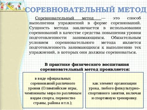 Соревновательный метод в физическом воспитании: когда и почему он используется