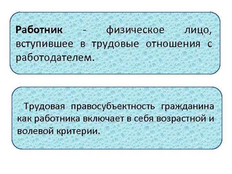 Физическое лицо и трудовая правосубъектность