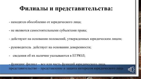 Филиалы и представительства: статус и правовые аспекты