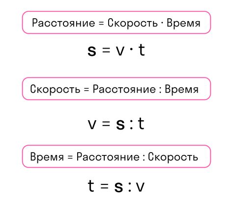 Формулы для расчета скорости, времени и расстояния